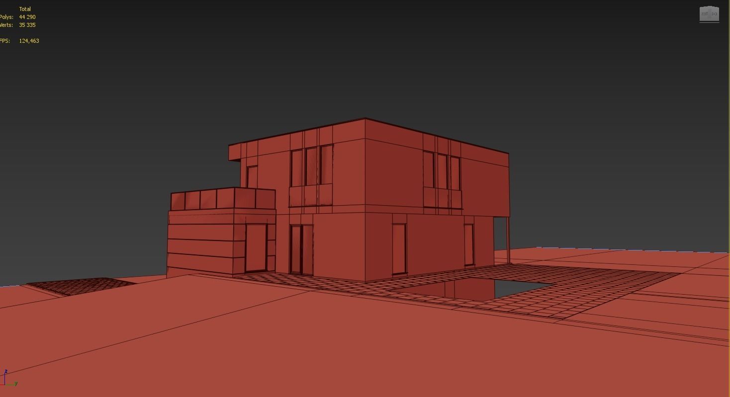 Modern house Low-poly 3D model_4