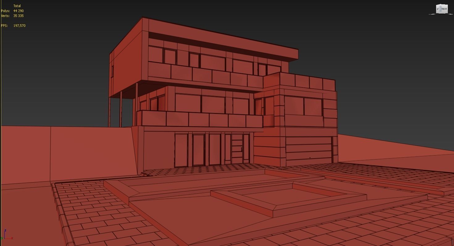 Modern house Low-poly 3D model_2