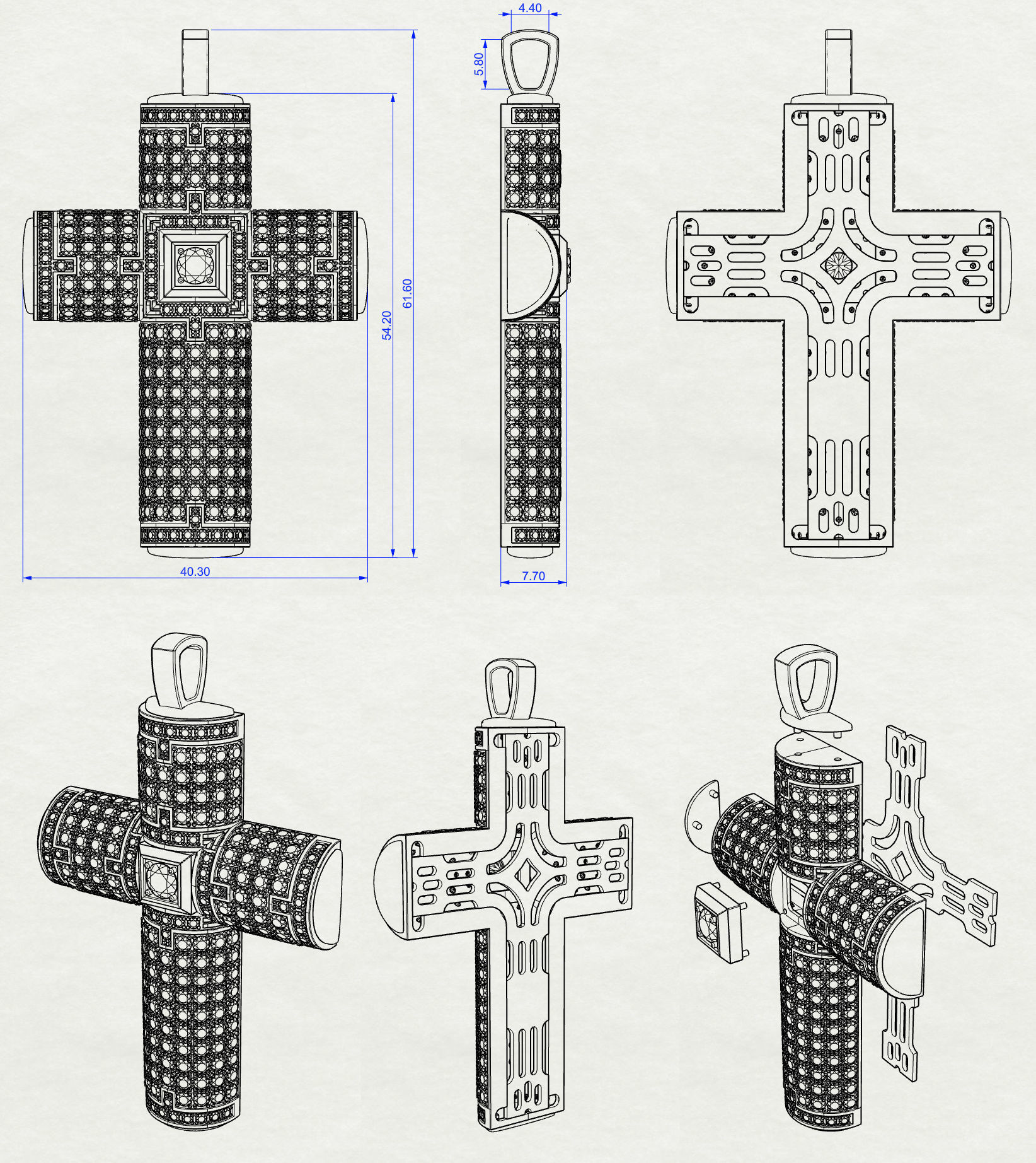 Cross Black and White 3D print model_5