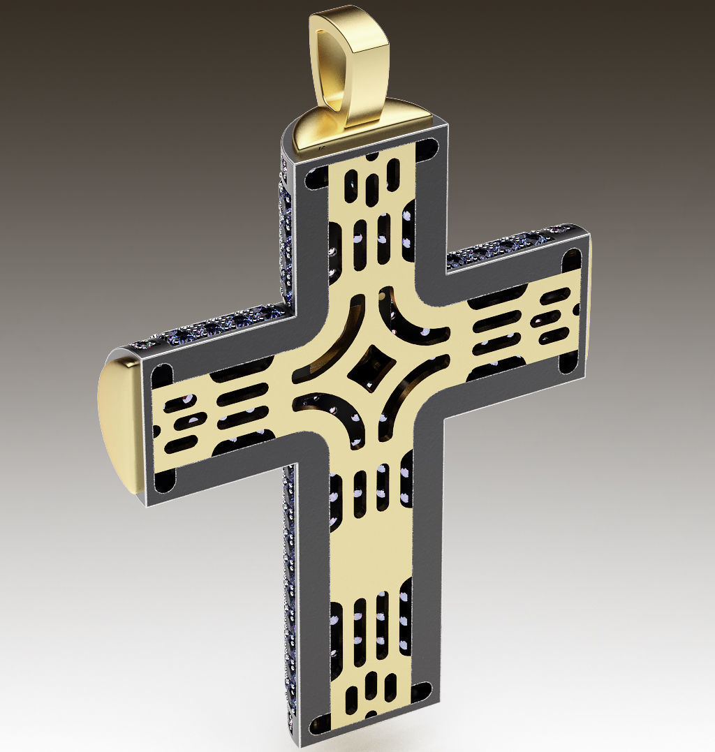 Cross Black and White 3D print model_4