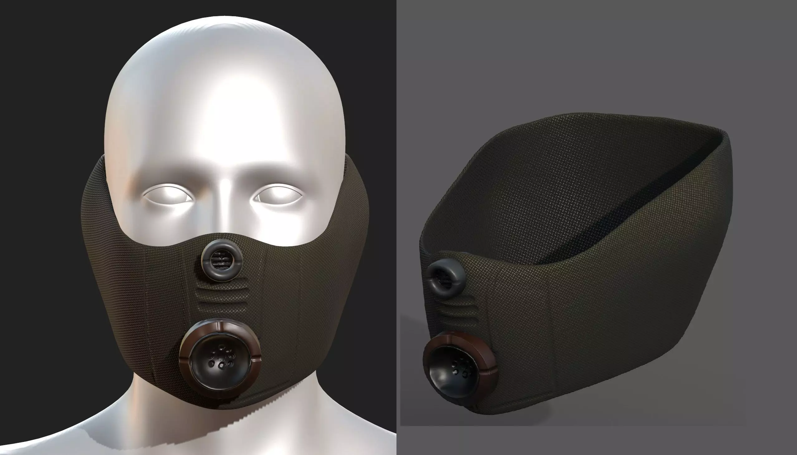 Gas mask helmet 3d model scifi Low-poly Low-poly 3D model_0