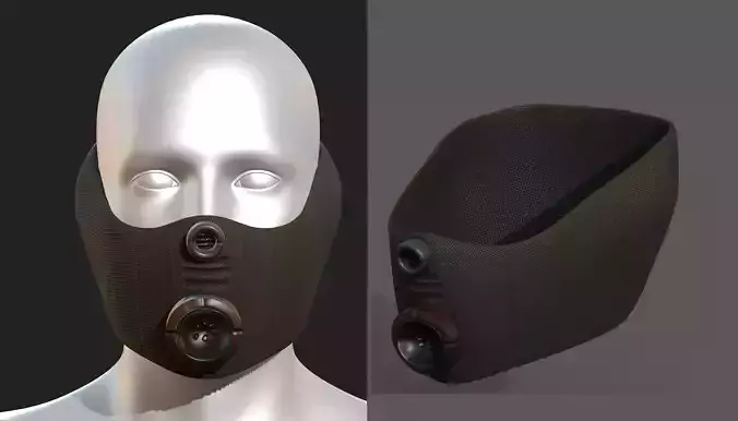 Gas mask helmet 3d model scifi Low-poly 