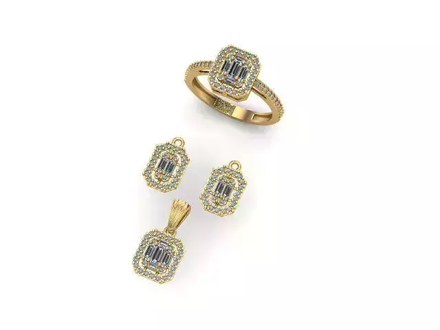 baguette set gold jewelry with diamonds and sapphires