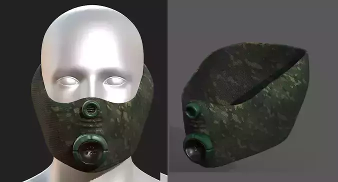 Gas mask helmet 3d model scifi Low-poly 
