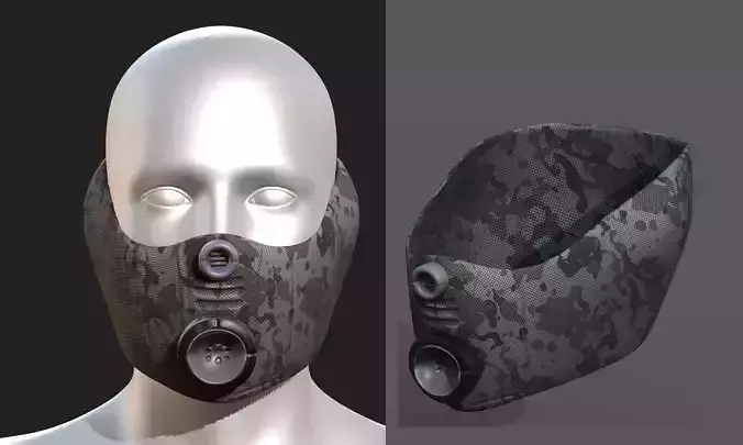 Gas mask helmet 3d model scifi Low-poly 