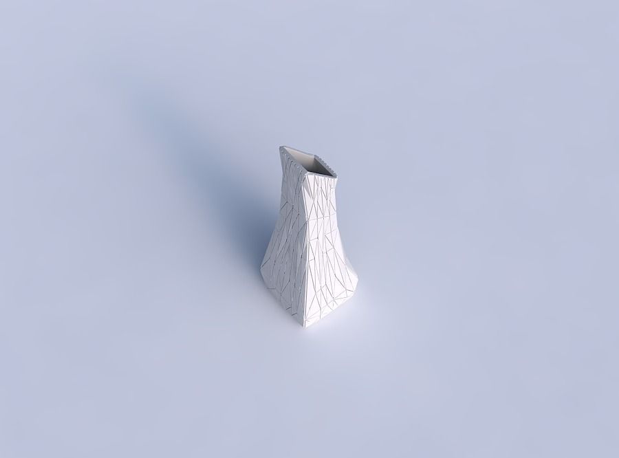 Vase squeezed and bent rectangle with random triangle plates 3D print model_1