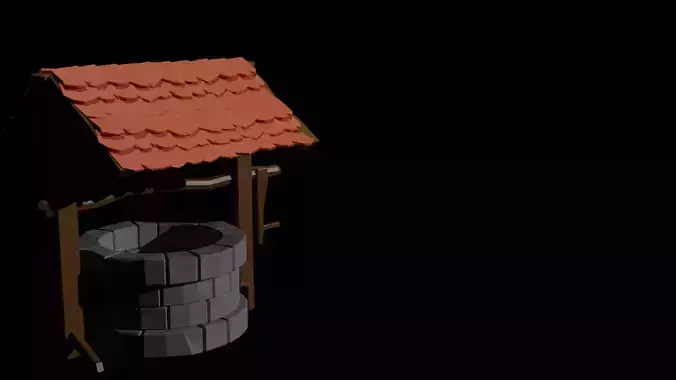 Low Poly well with roof