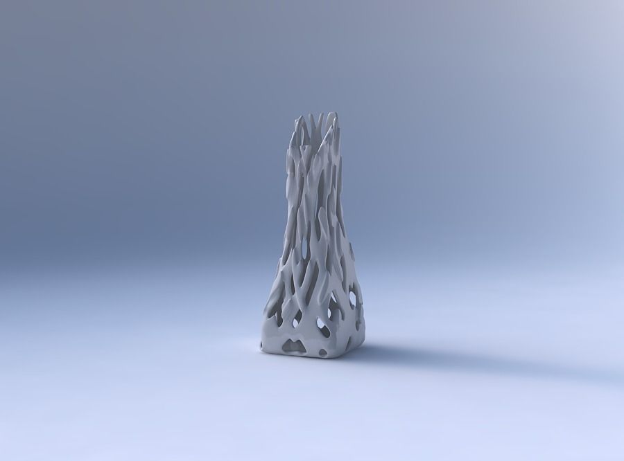 Vase squeezed and bent rectangle with smooth cuts and bulges 3D print model_4