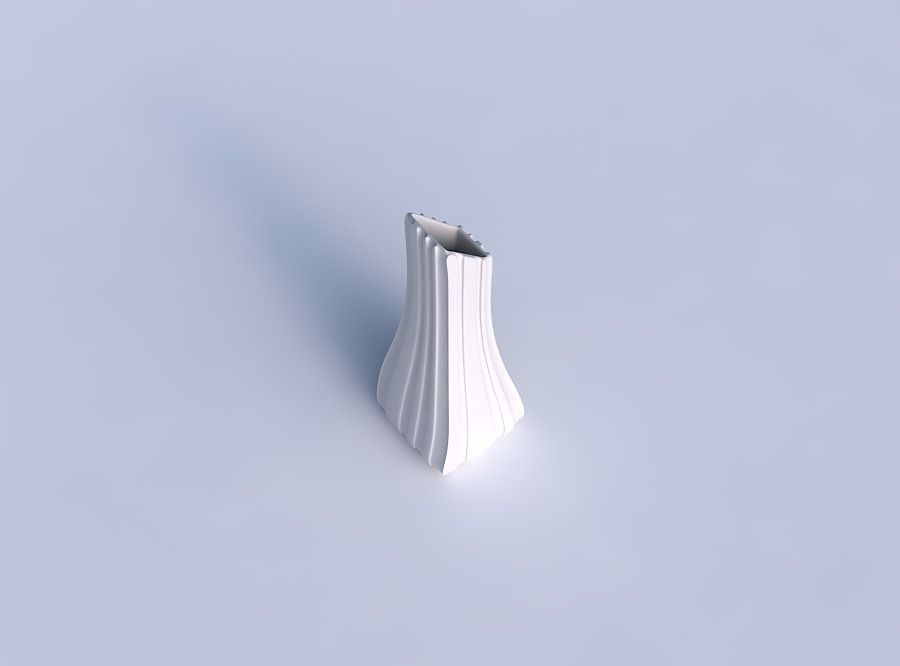 Vase squeezed and bent rectangle with smooth vertical ribbons 3D print model_1
