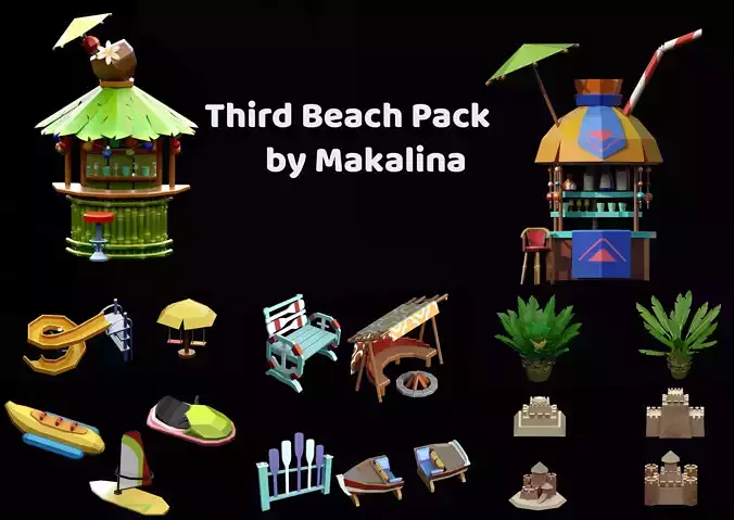 Third Stylized Beach Pack Low-poly 3D model