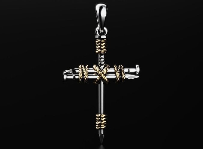 Stylish cross with ropes in the form of nails 531 3D print model
