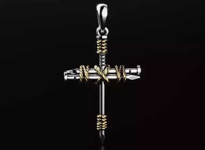Stylish cross with ropes in the form of nails 531
