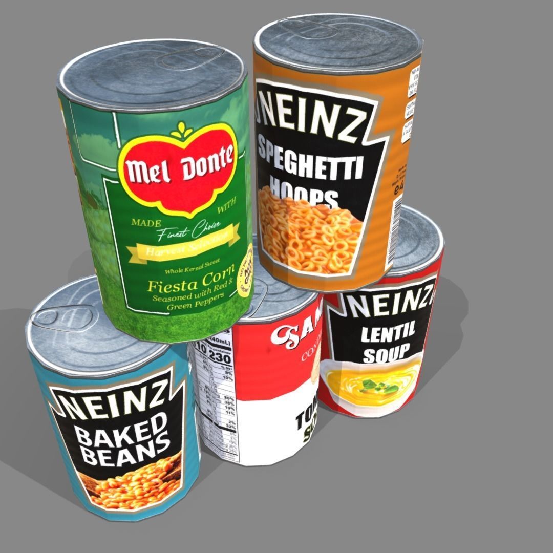 Low poly cans can of tomato soup Low-poly 3D model_1