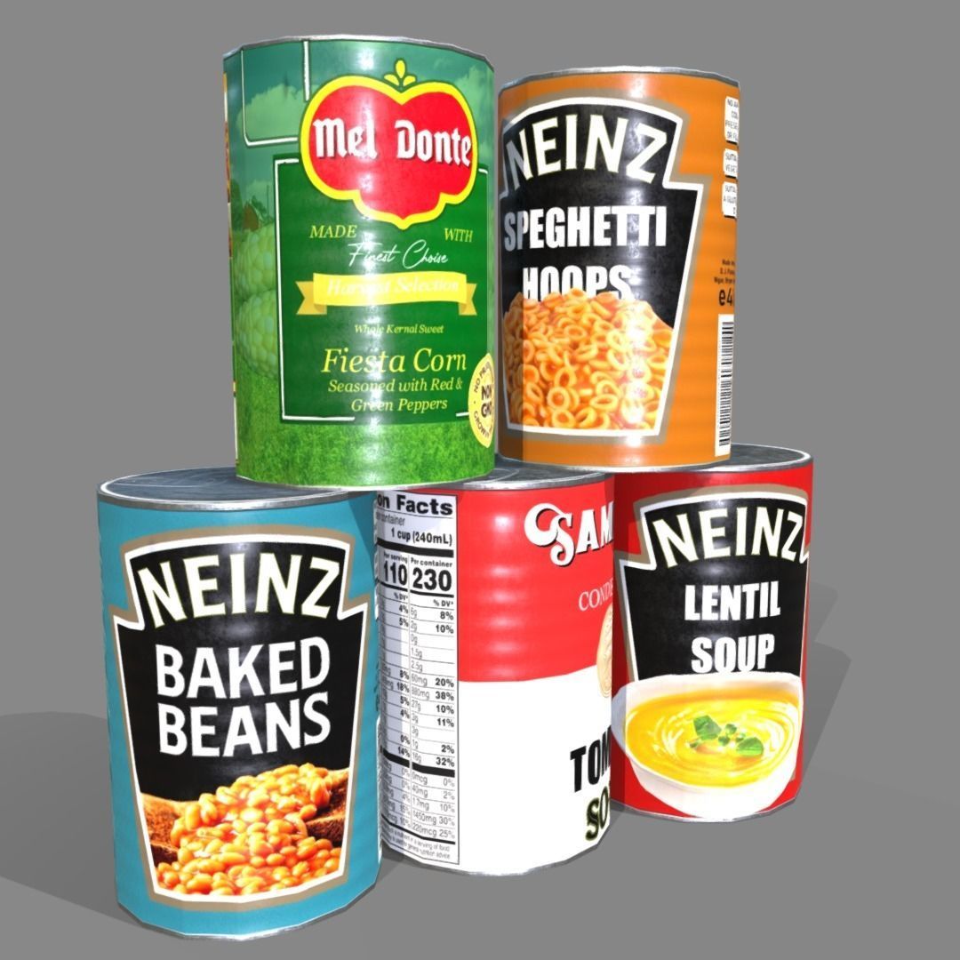 Low poly cans can of tomato soup Low-poly 3D model_8