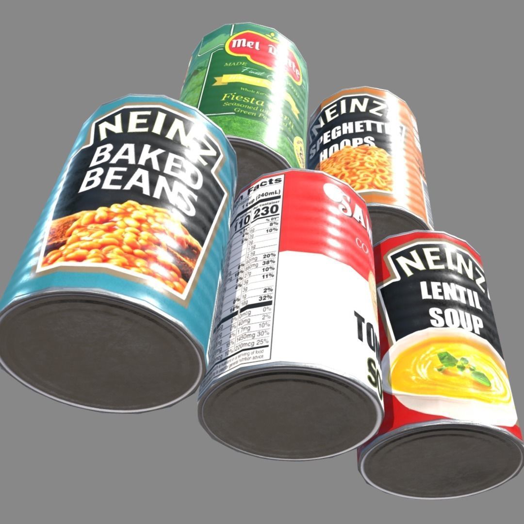 Low poly cans can of tomato soup Low-poly 3D model_9