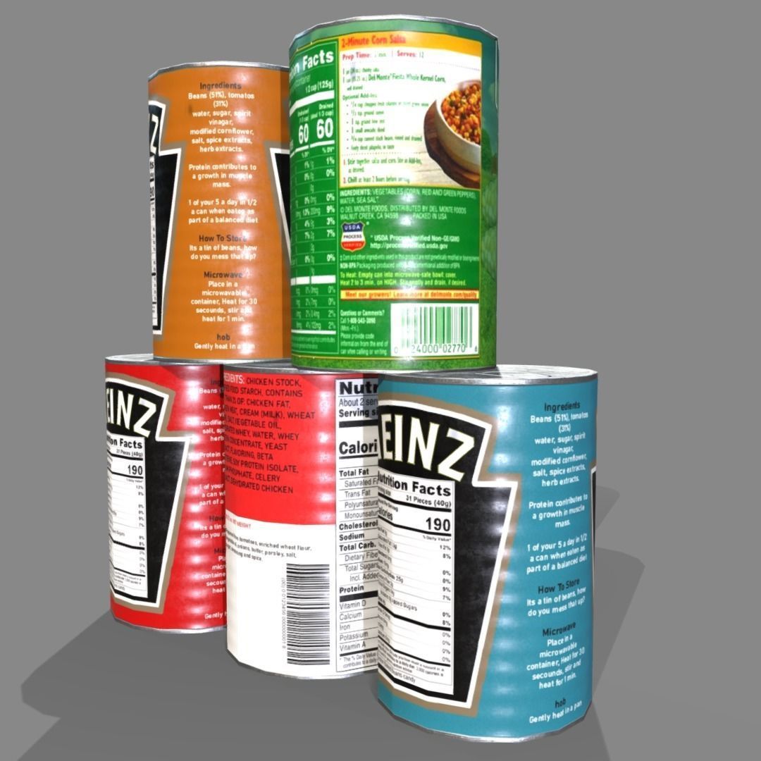 Low poly cans can of tomato soup Low-poly 3D model_3