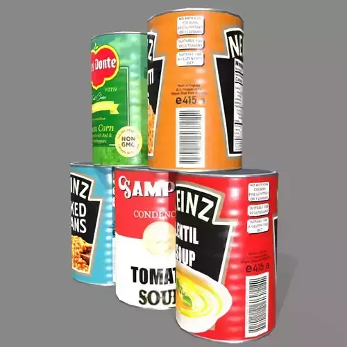 Low poly cans can of tomato soup Low-poly 3D model