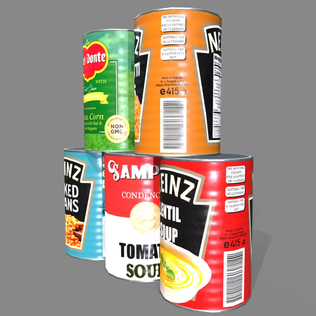 Low poly cans can of tomato soup Low-poly 3D model_0