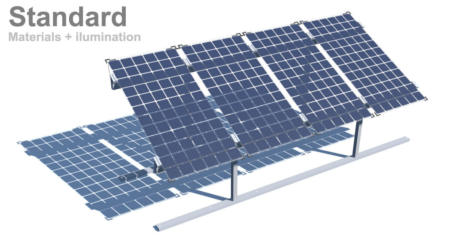 Bifacial solar panels - Static 3D model_13