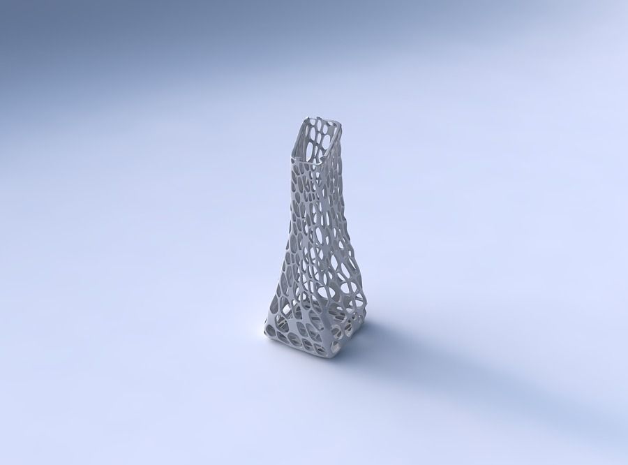 Vase squeezed and bent rectangle with twisted dense organic l... 3D print model_3