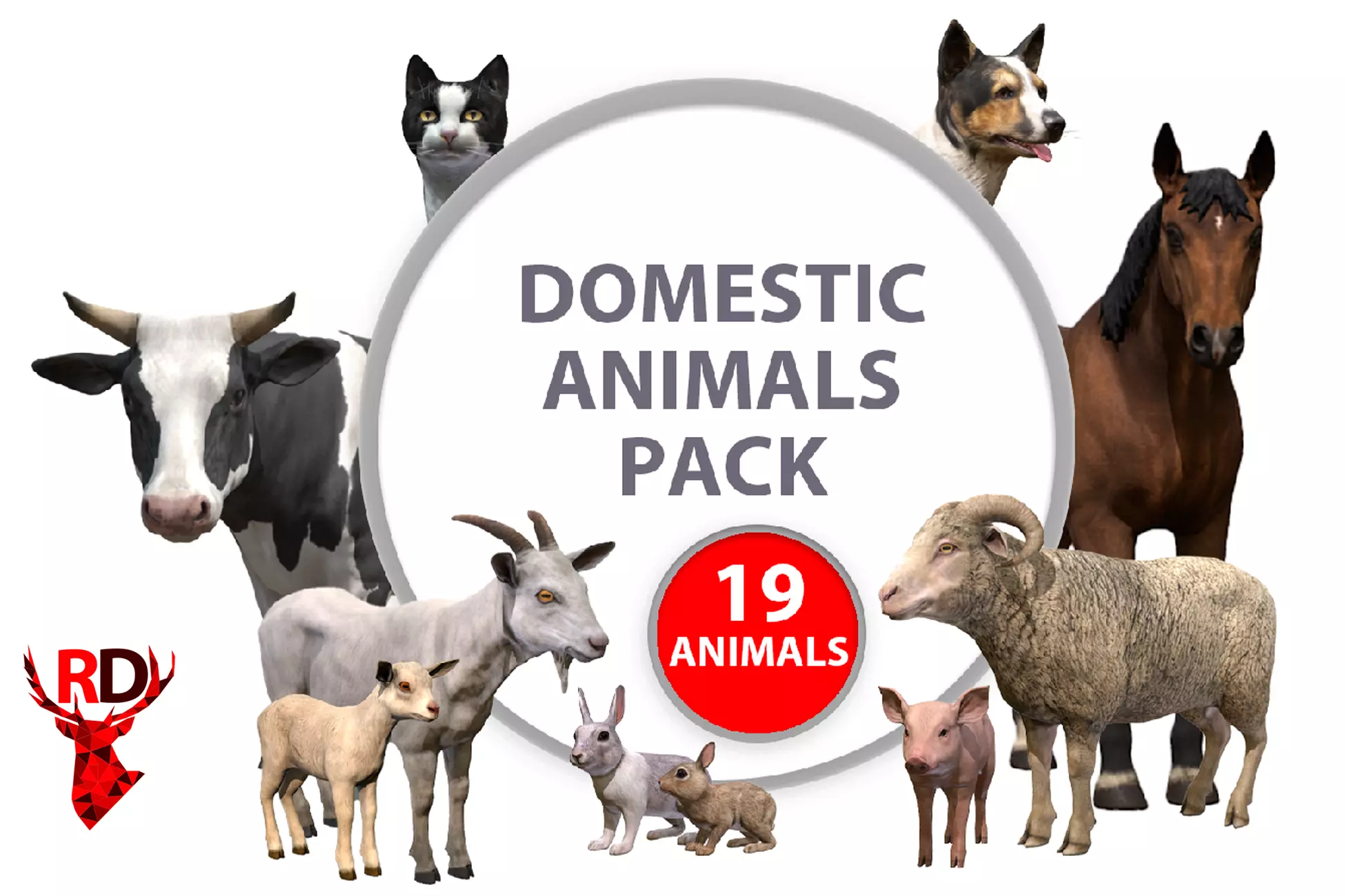 DOMESTIC ANIMALS PACK 2 3D Model Collection_0