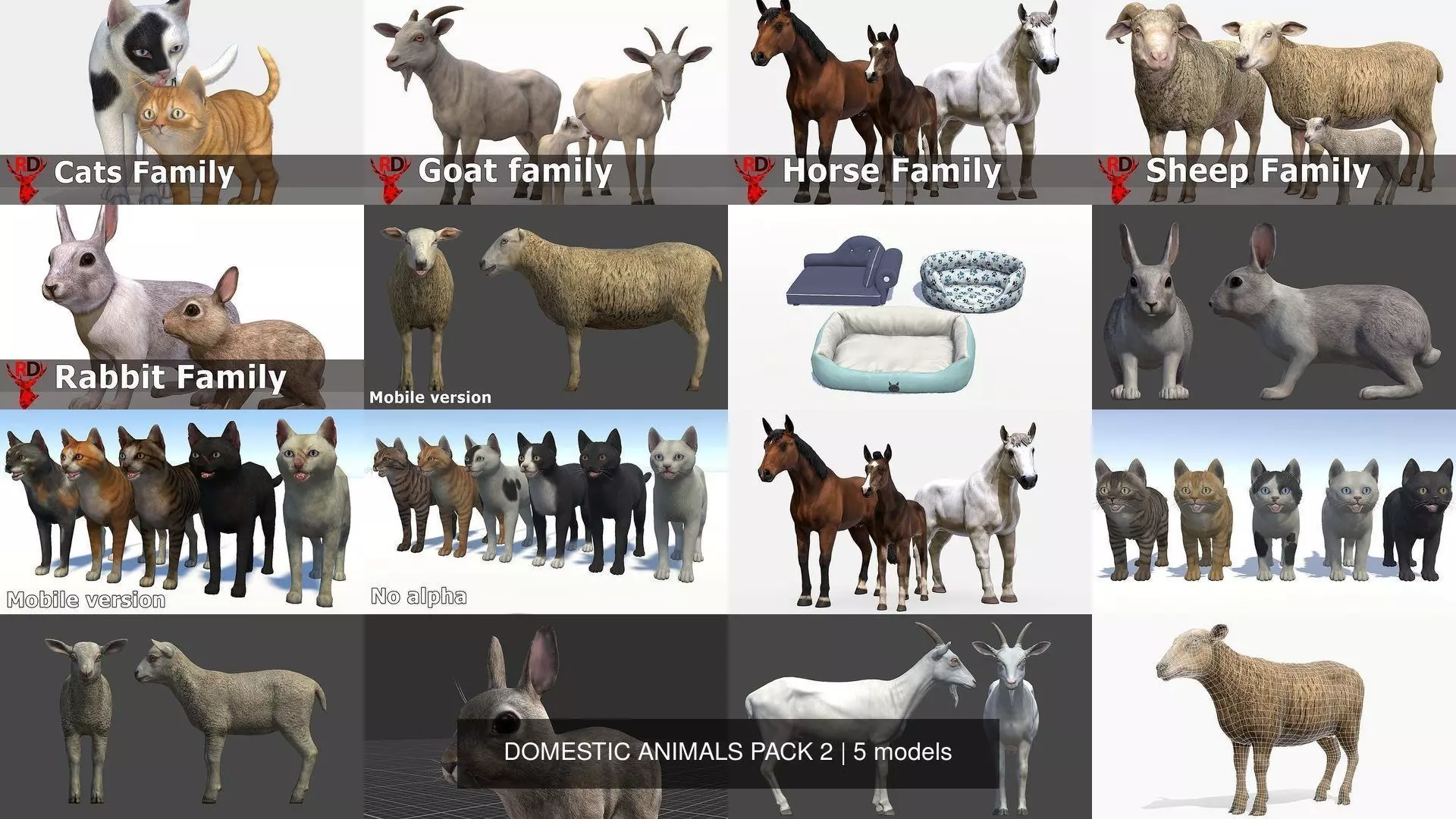 DOMESTIC ANIMALS PACK 2 3D Model Collection_5