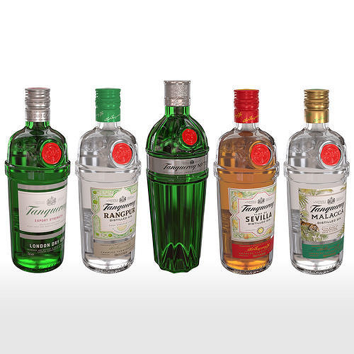 Tanqueray 70cl Bottle Set 3D model 2