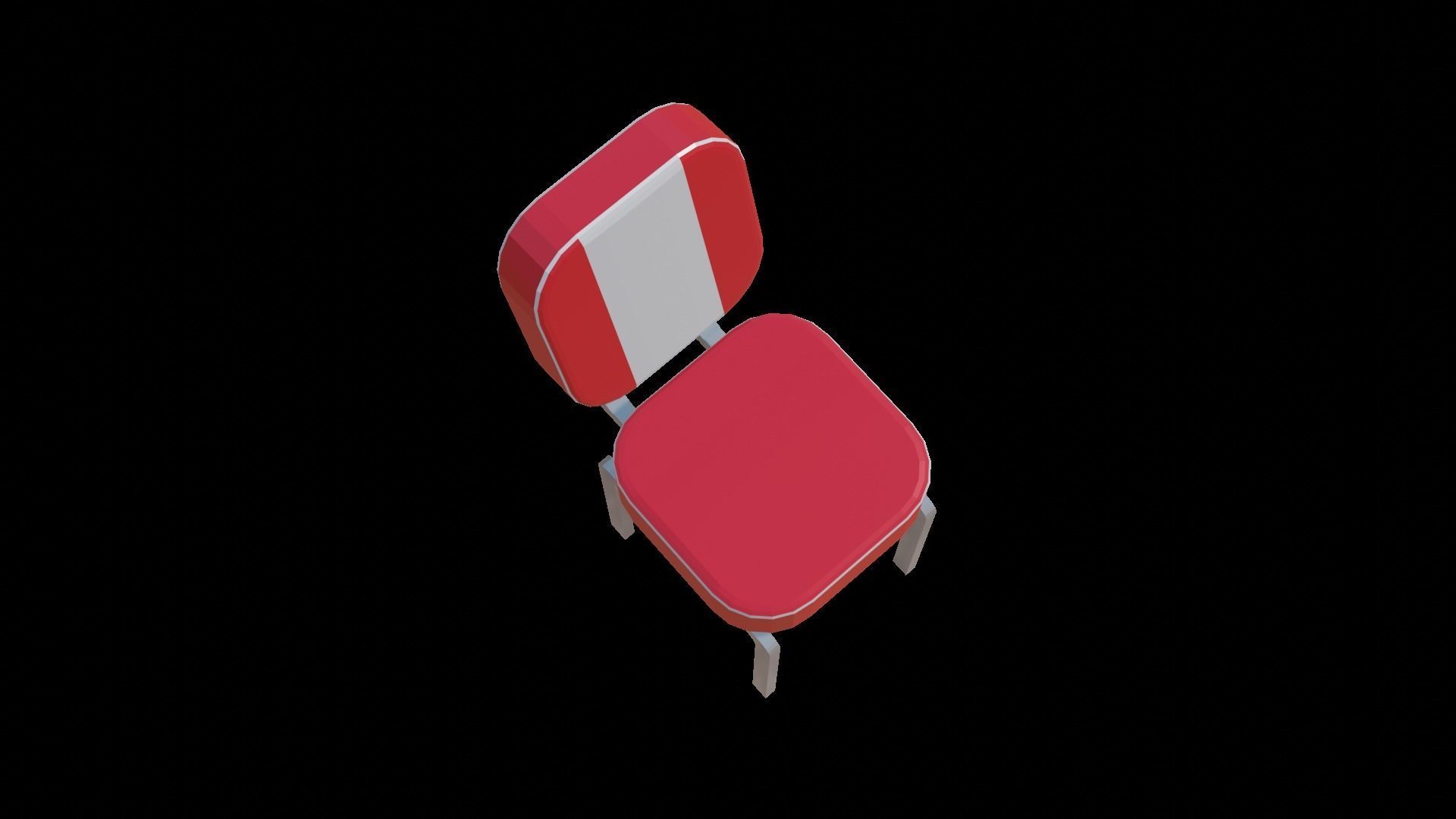 Diner chair Low-poly 3D model_2