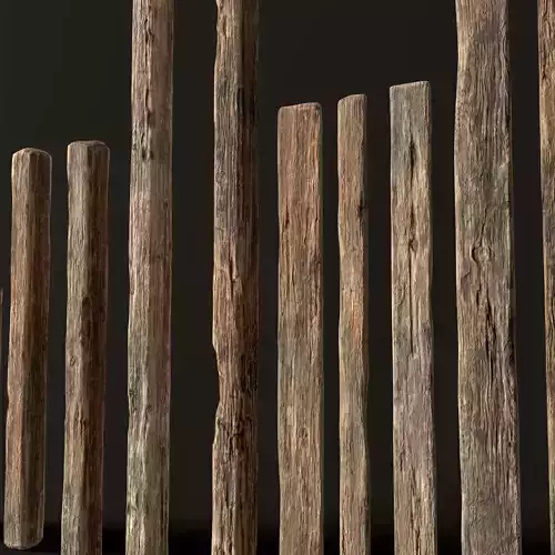 Old Wood Planks and Balks  Low-poly 3D model