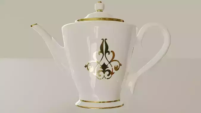 Teapot porcelain coffee pot with gold trim