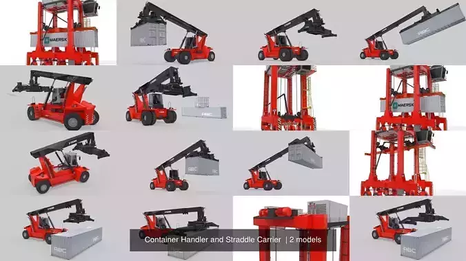 Container Handler and Straddle Carrier  3D Model Collection