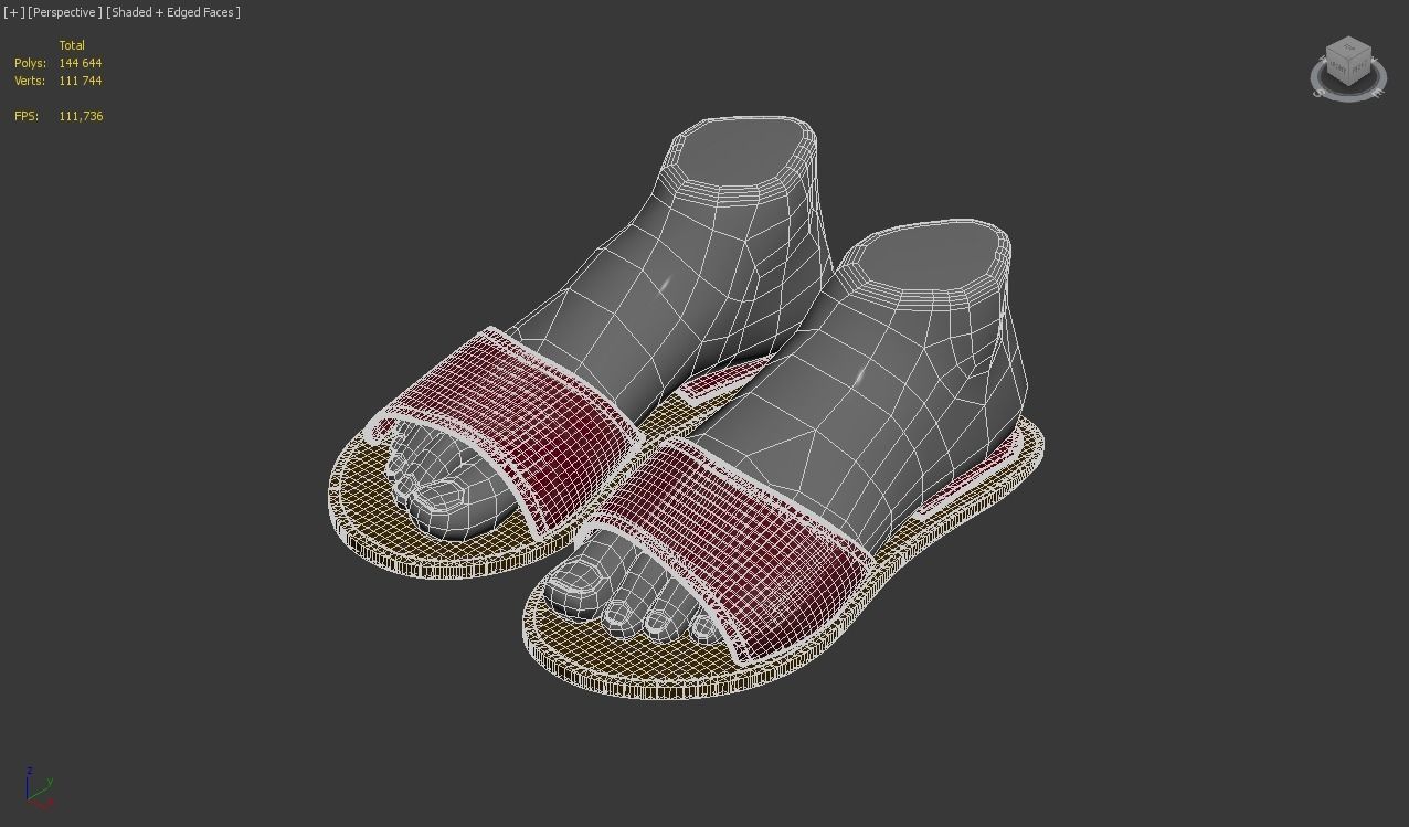 leather slippers 2 3D model_13