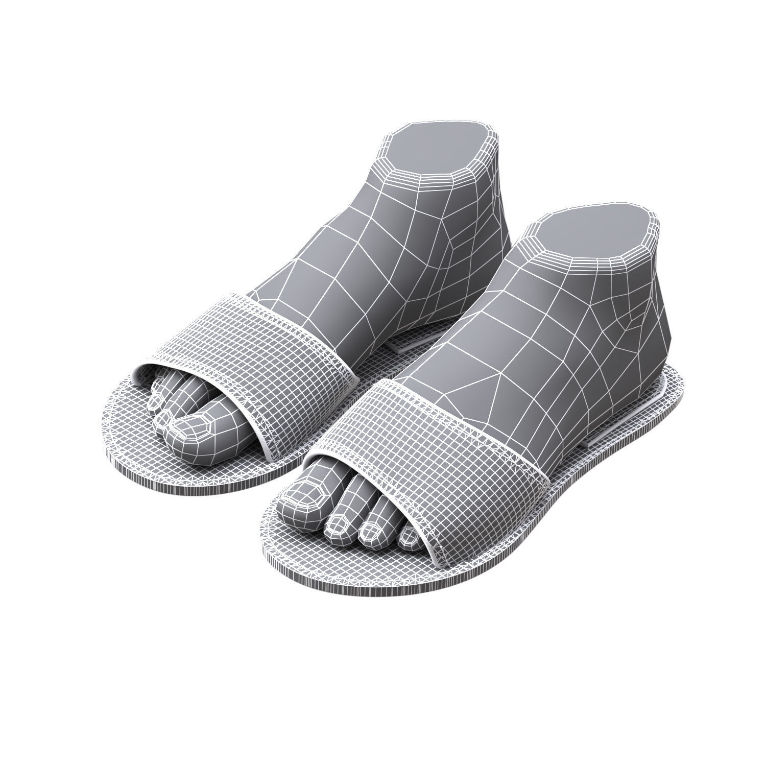 leather slippers 2 3D model_10