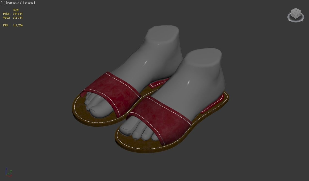 leather slippers 2 3D model_12