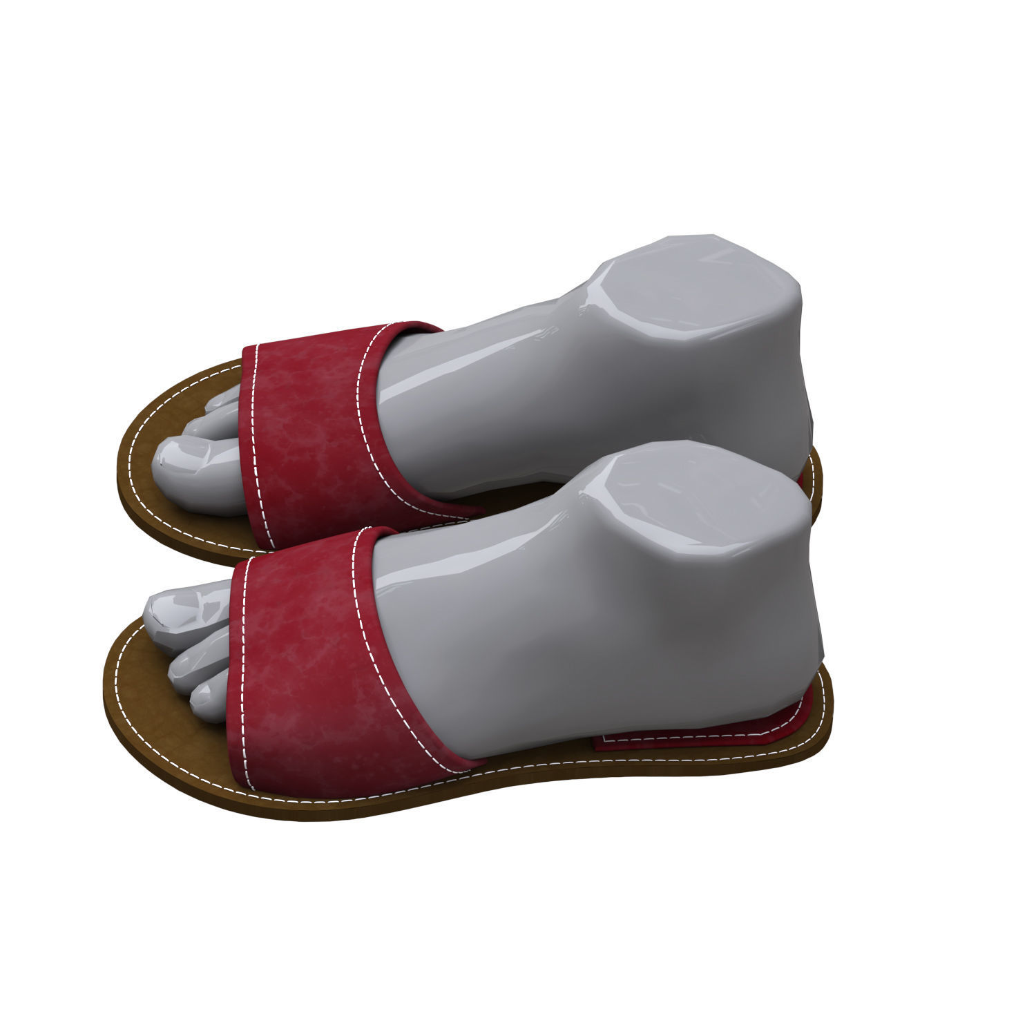 leather slippers 2 3D model_2