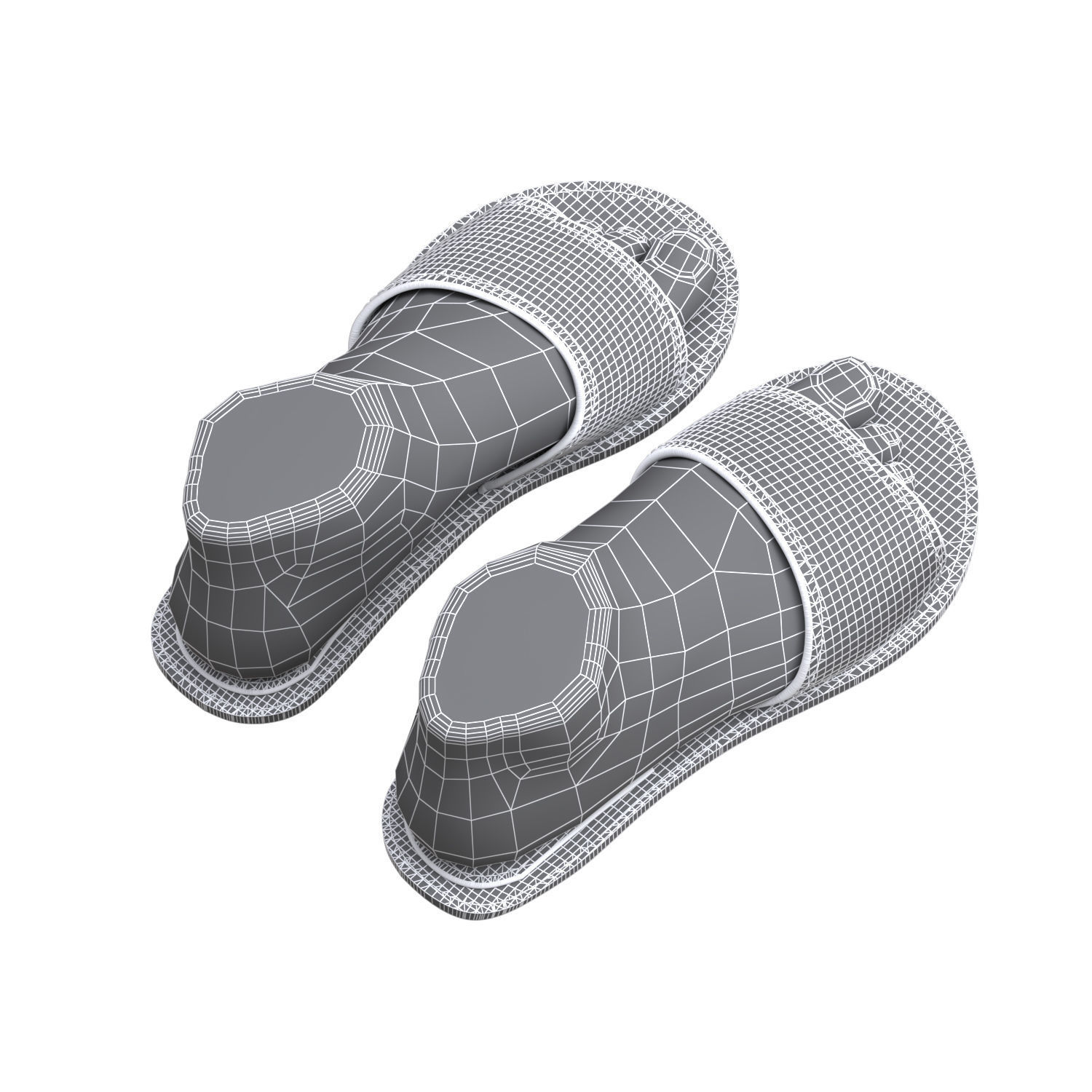 leather slippers 2 3D model_11