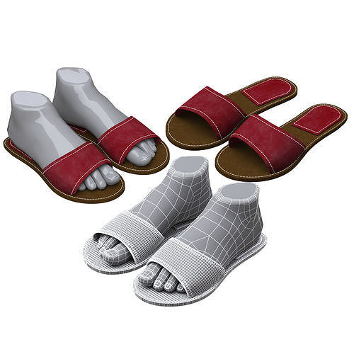 leather slippers 2 3D model