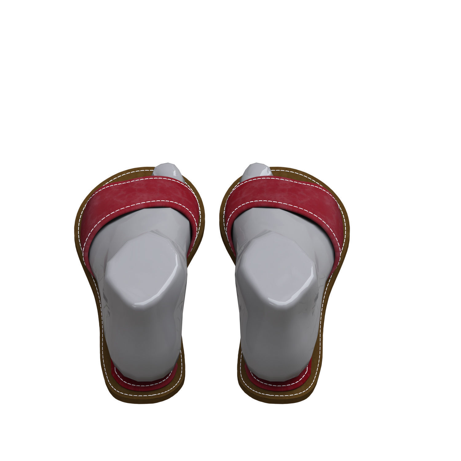 leather slippers 2 3D model_9