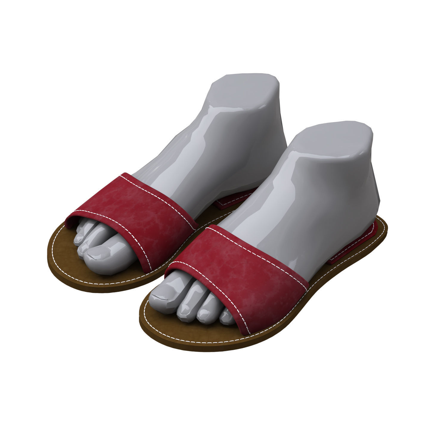 leather slippers 2 3D model_3
