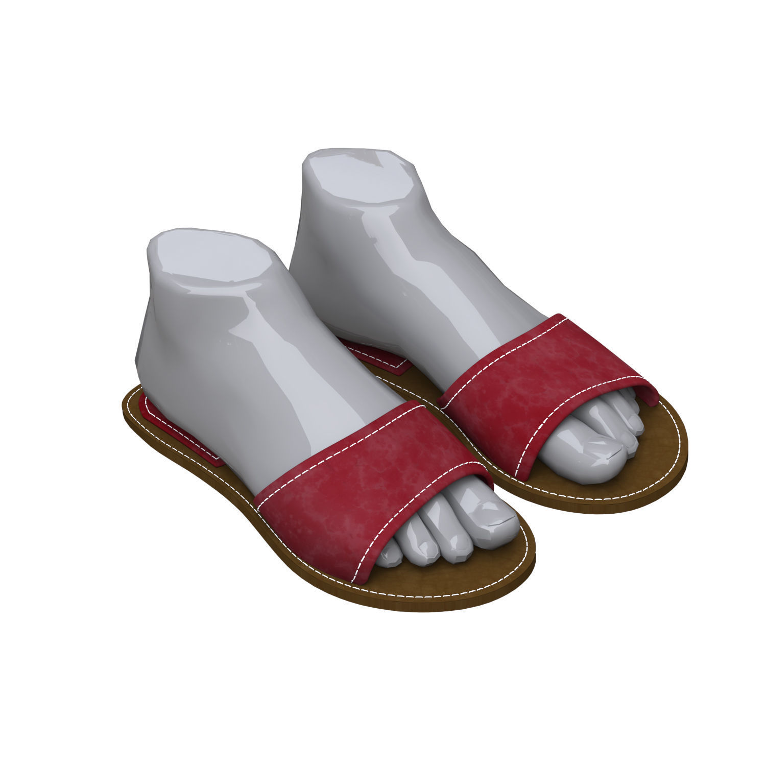 leather slippers 2 3D model_5