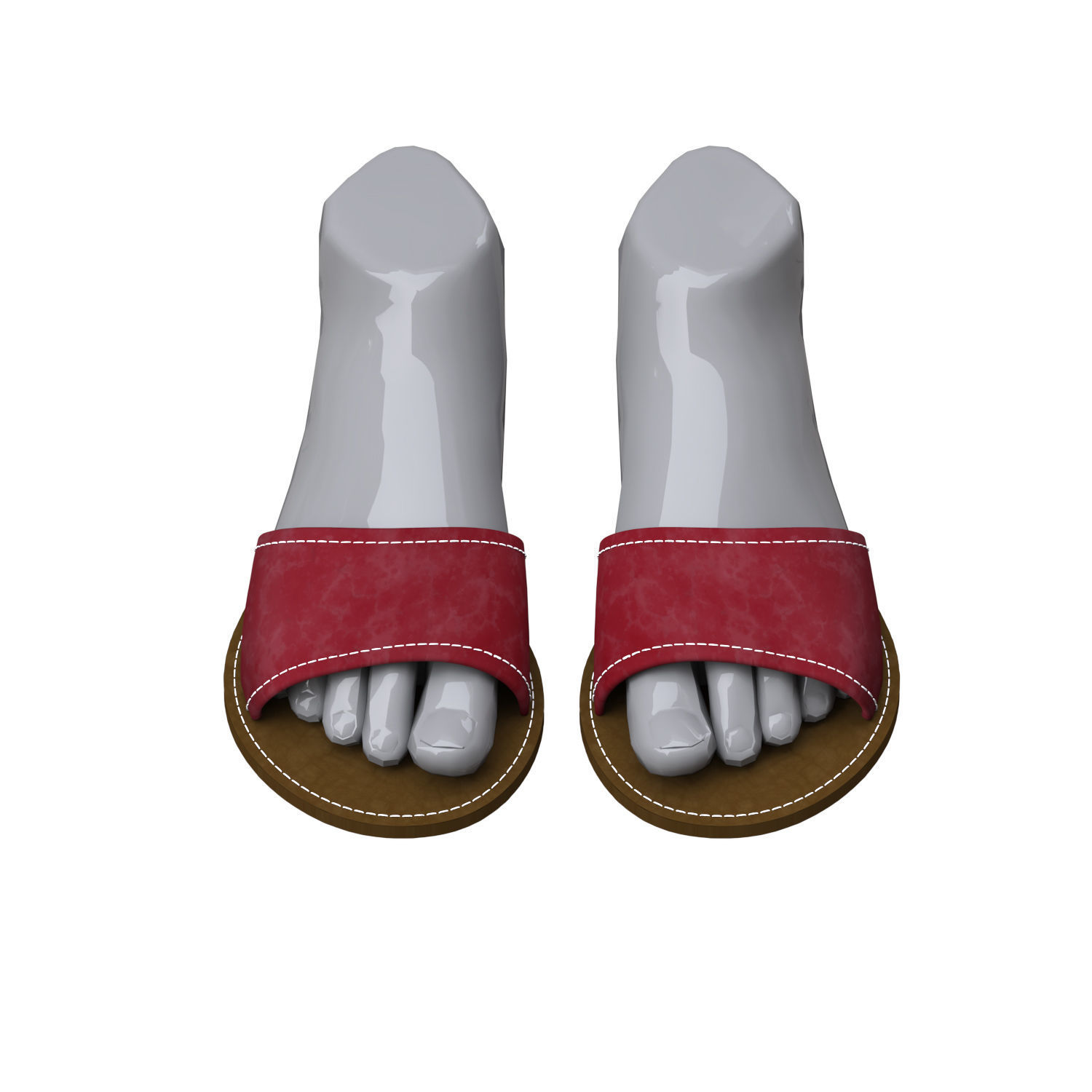 leather slippers 2 3D model_8