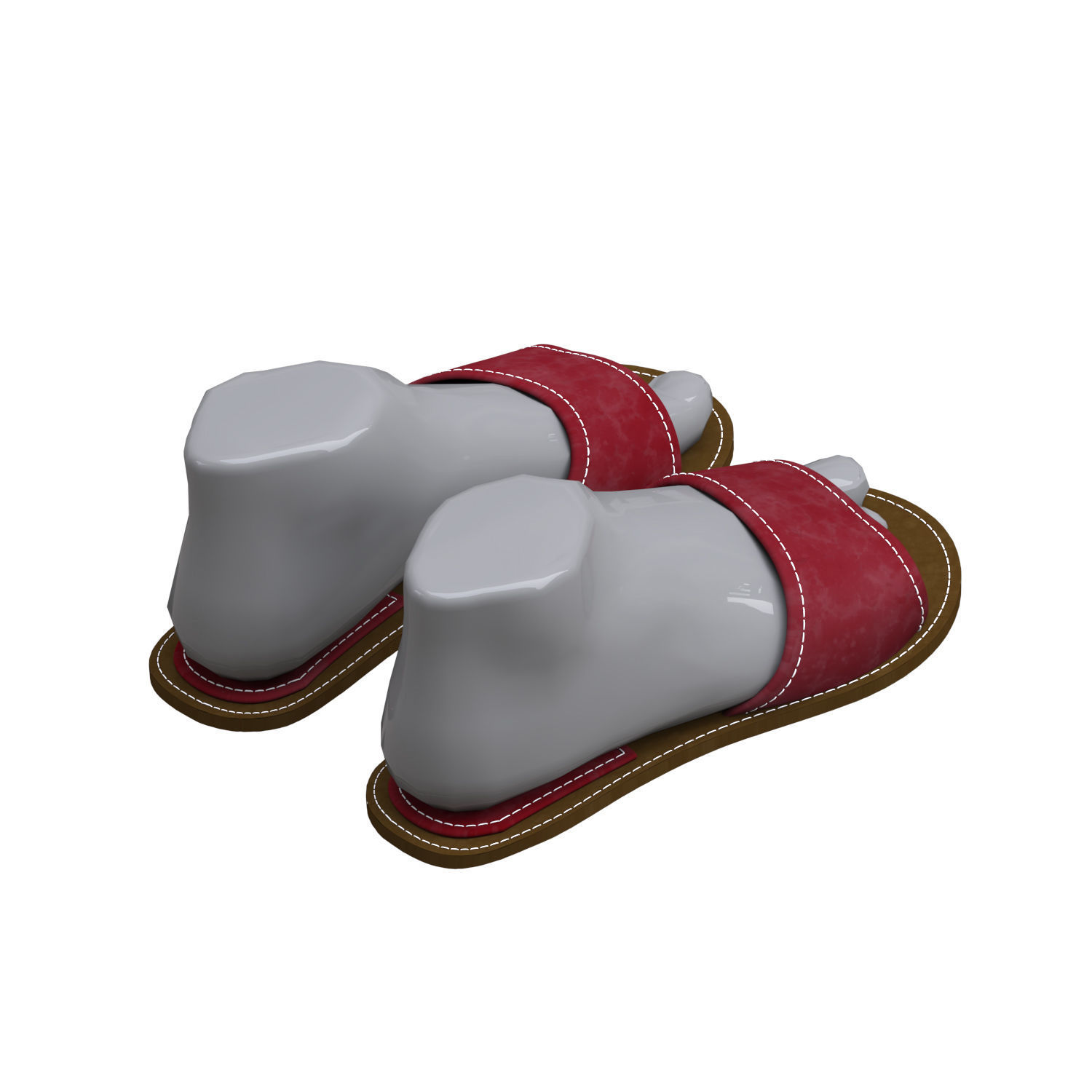 leather slippers 2 3D model_6
