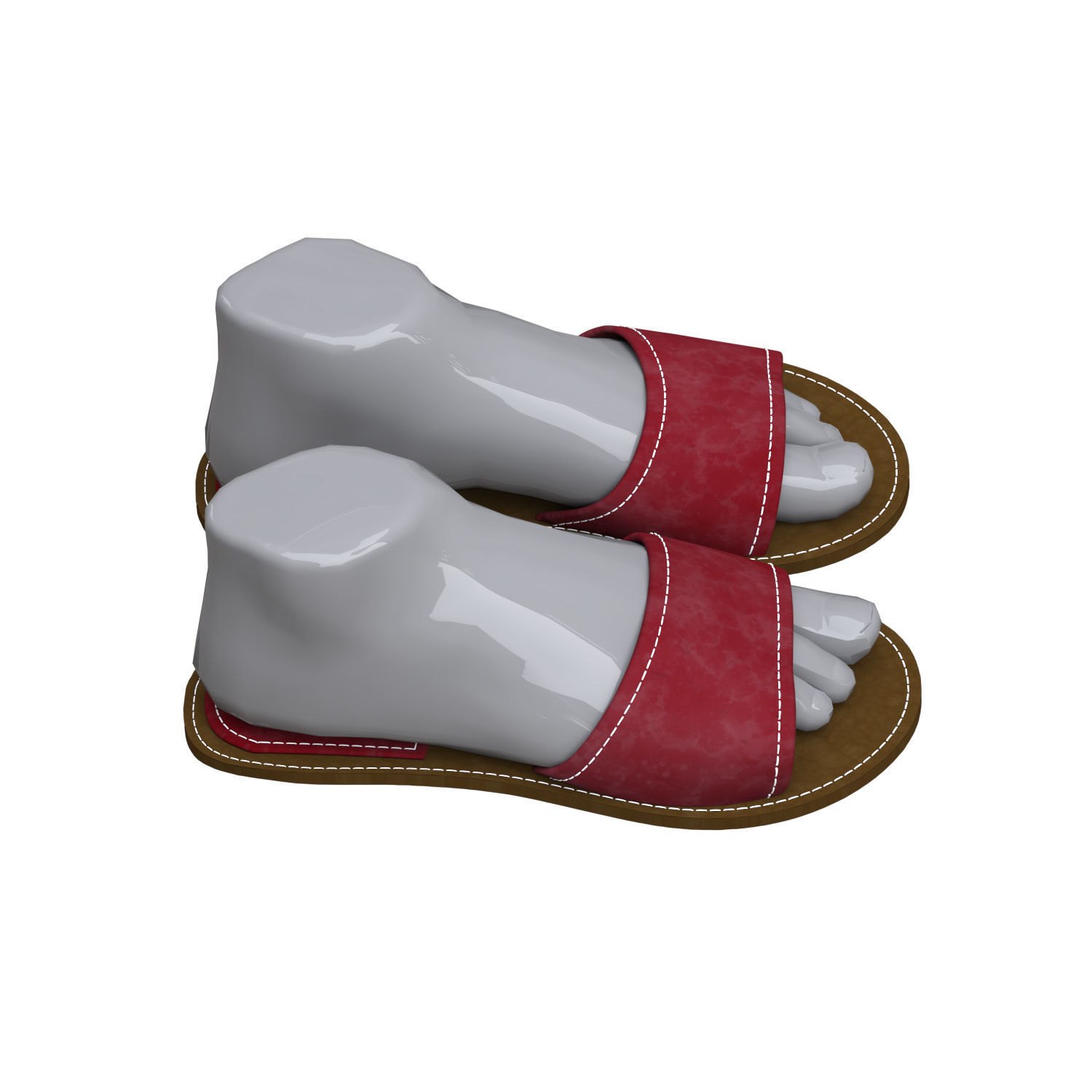 leather slippers 2 3D model_4