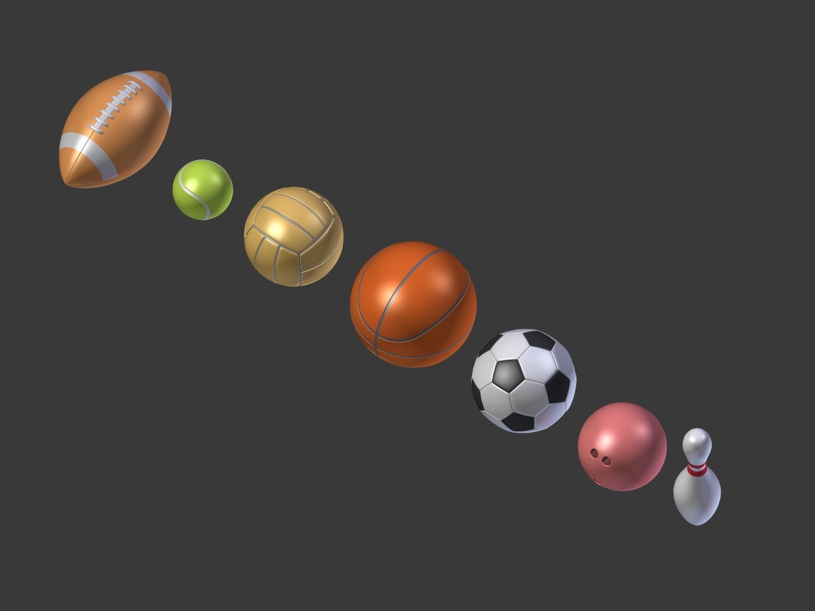 Cartoon Balls Low-poly 3D model_4