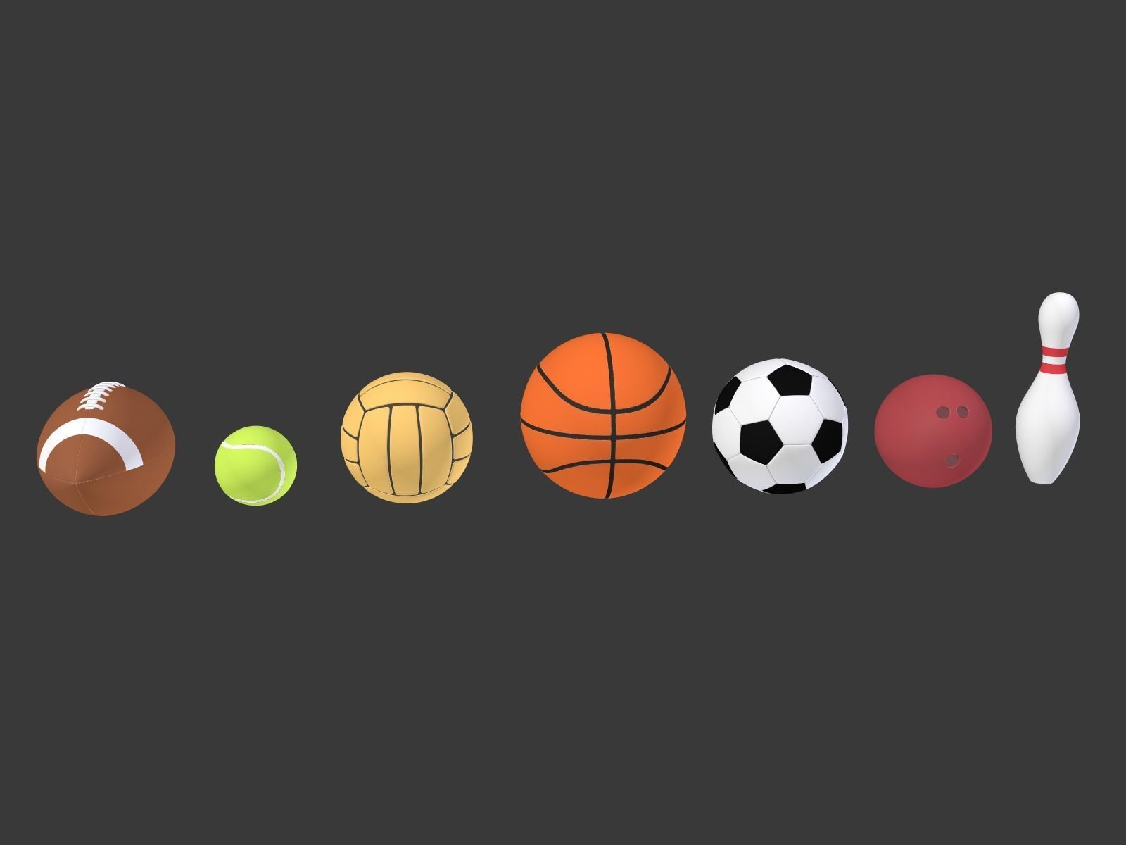 Cartoon Balls Low-poly 3D model_1