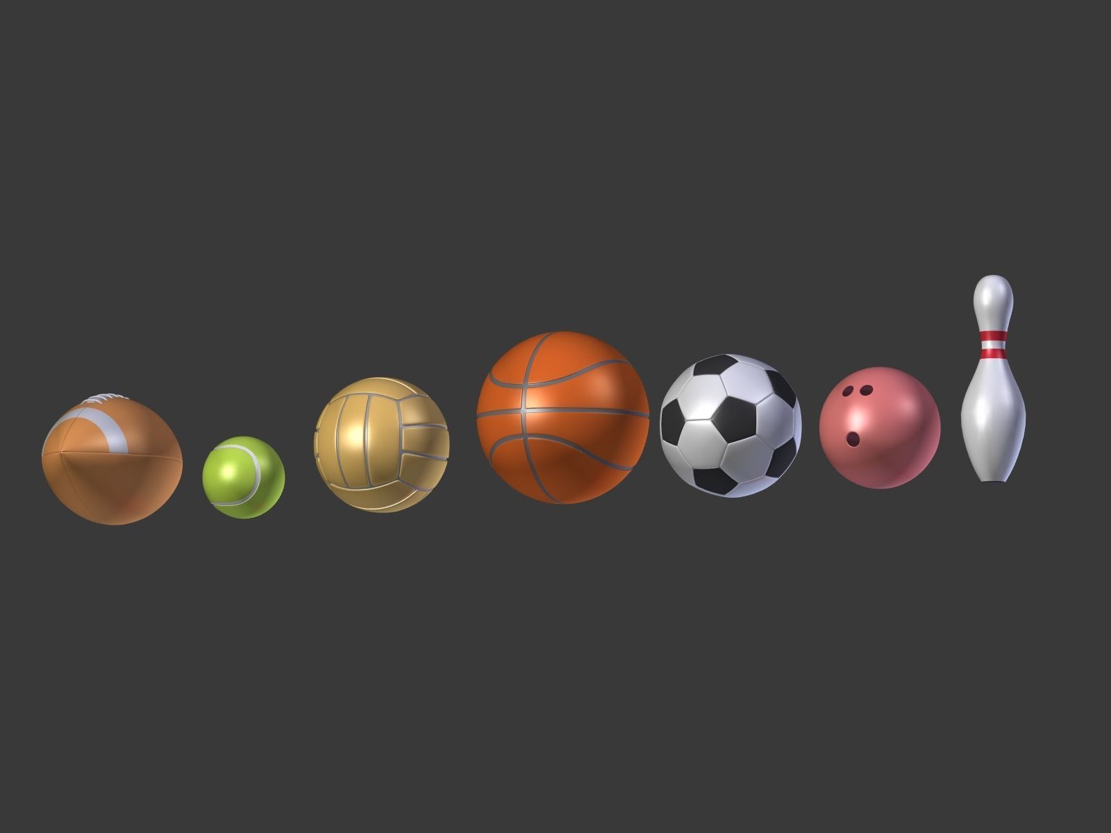 Cartoon Balls Low-poly 3D model_3