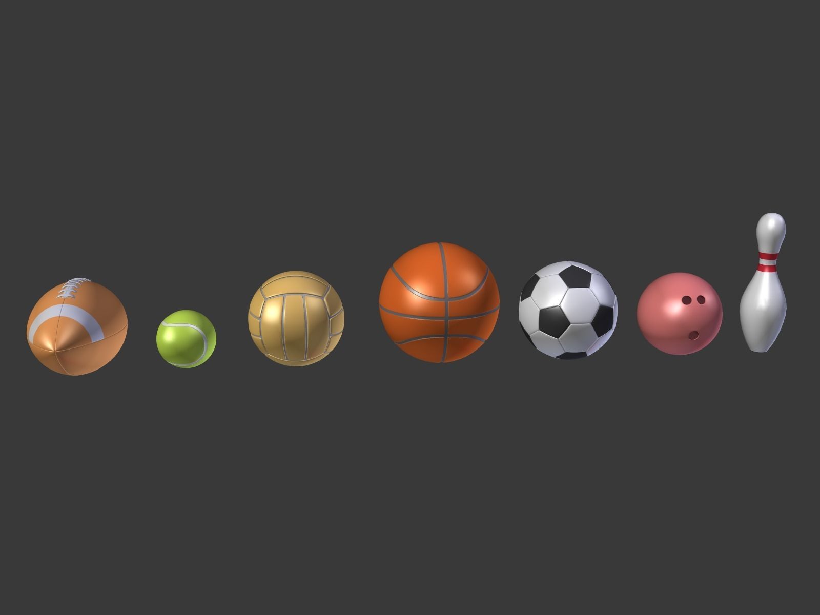 Cartoon Balls Low-poly 3D model_2