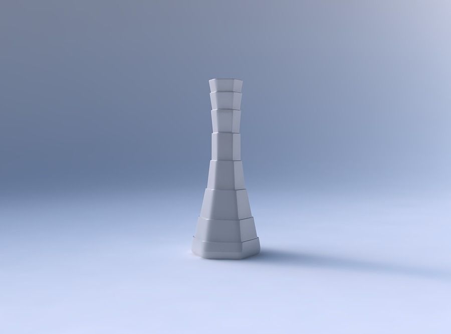 Vase squeezed hexagon with horizontal layers 3D print model_4