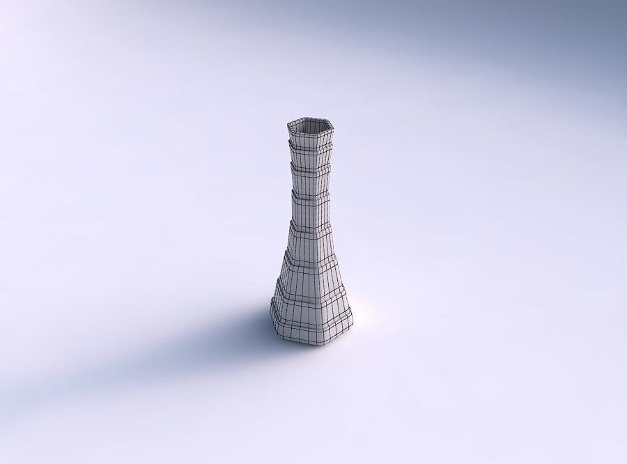 Vase squeezed hexagon with horizontal layers 3D print model_5