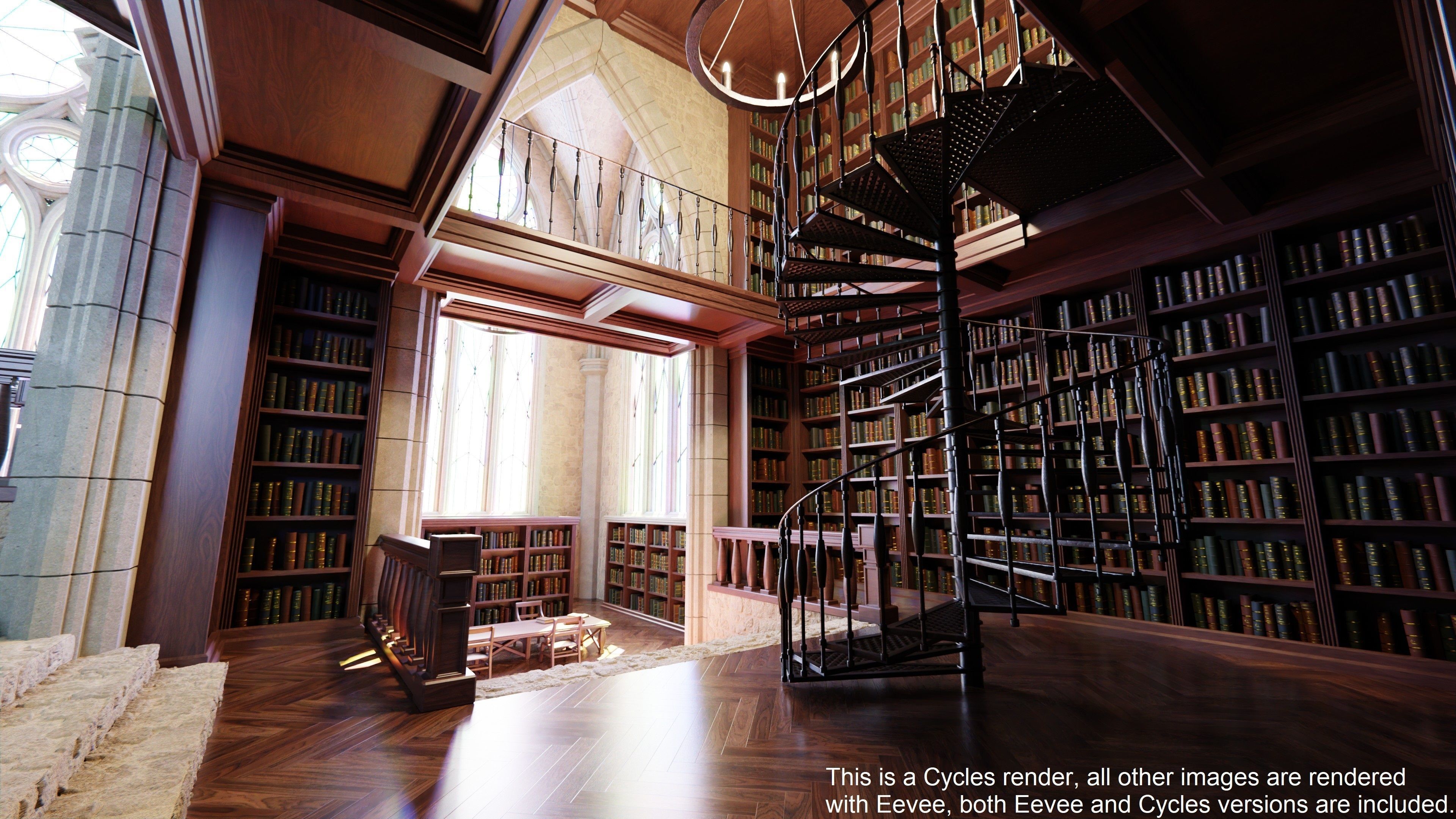 Classic Library for Blender Eevee and Cycles Low-poly 3D model_23